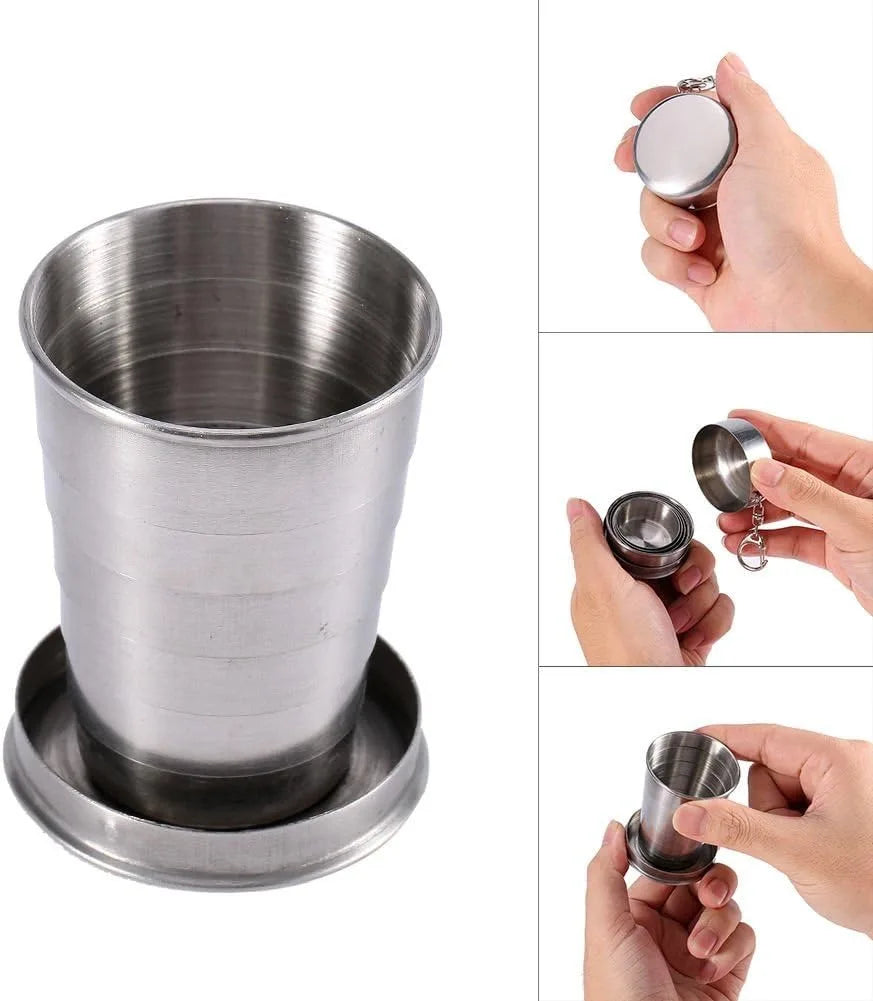 75/150/250/450ML Stainless Steel Collapsible Cup Camping Cookware Expandable Cup Teacups Portable Outdoor Travel Camping Mugs