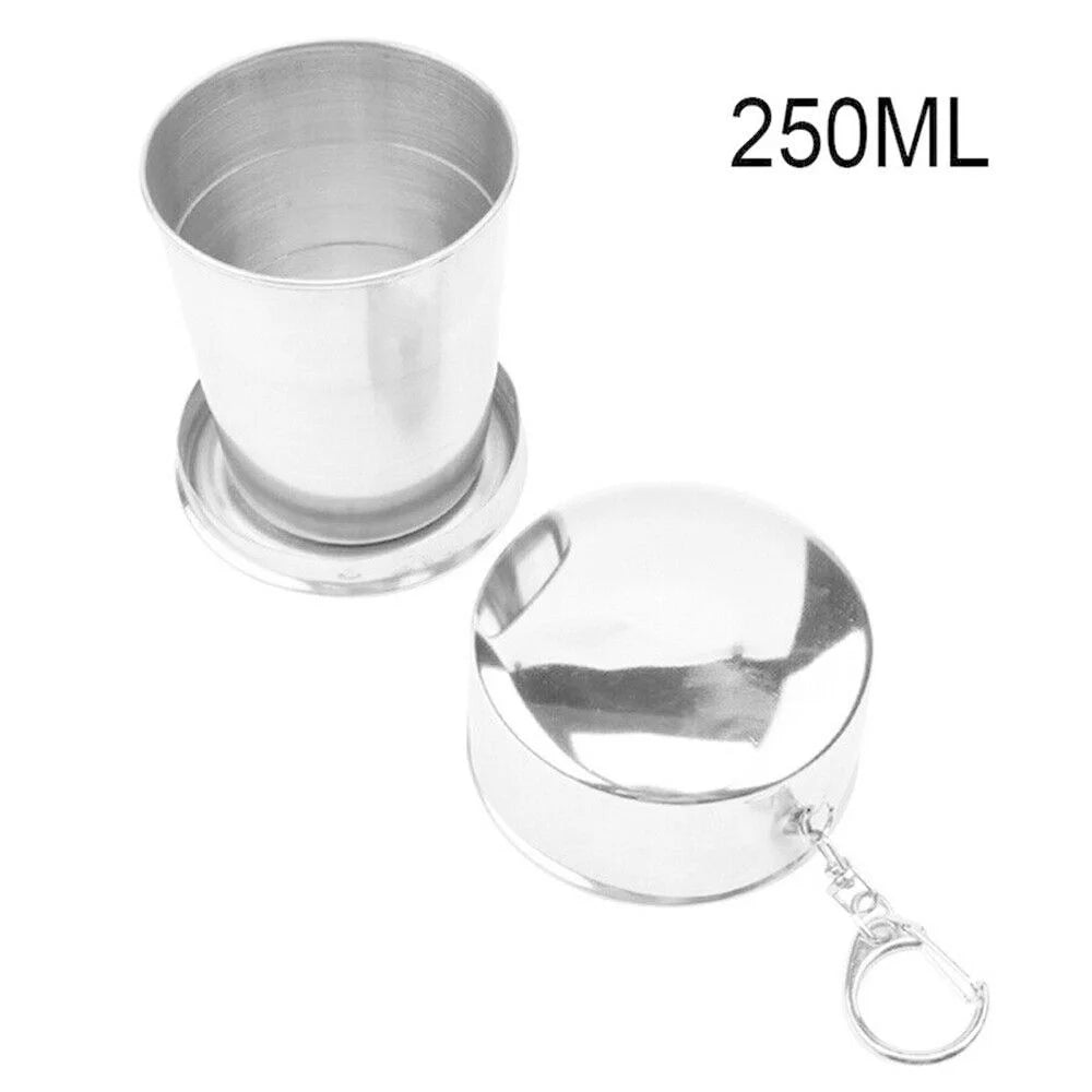 75/150/250/450ML Stainless Steel Collapsible Cup Camping Cookware Expandable Cup Teacups Portable Outdoor Travel Camping Mugs