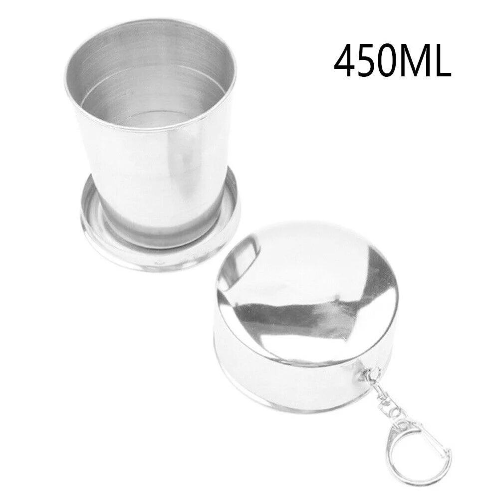 75/150/250/450ML Stainless Steel Collapsible Cup Camping Cookware Expandable Cup Teacups Portable Outdoor Travel Camping Mugs