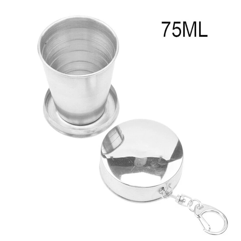 75/150/250/450ML Stainless Steel Collapsible Cup Camping Cookware Expandable Cup Teacups Portable Outdoor Travel Camping Mugs