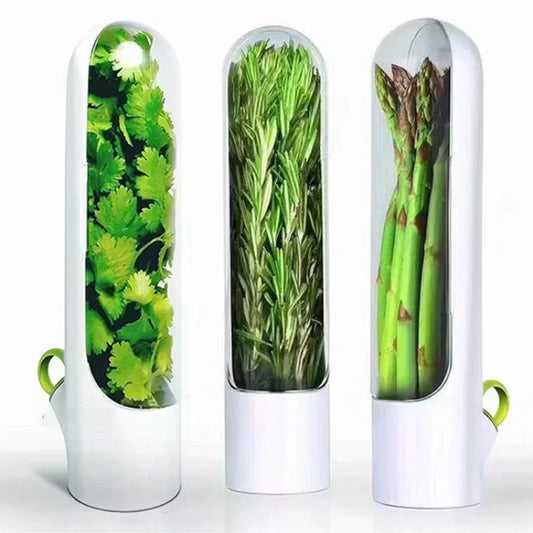 Herb Saver Storage Container Fresh Herb Keeper Vanilla Vegetables Fresh Preservation Bottle for Refrigerator Kitchen