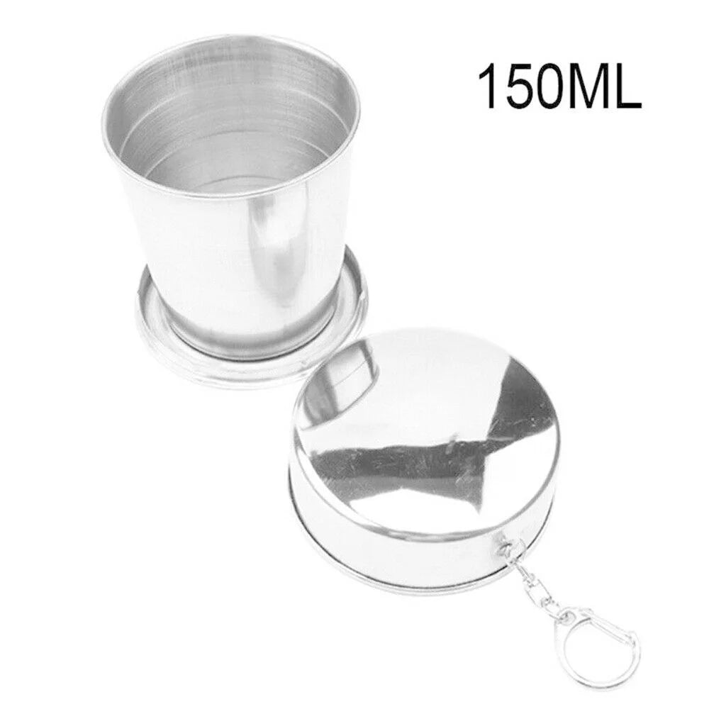 75/150/250/450ML Stainless Steel Collapsible Cup Camping Cookware Expandable Cup Teacups Portable Outdoor Travel Camping Mugs