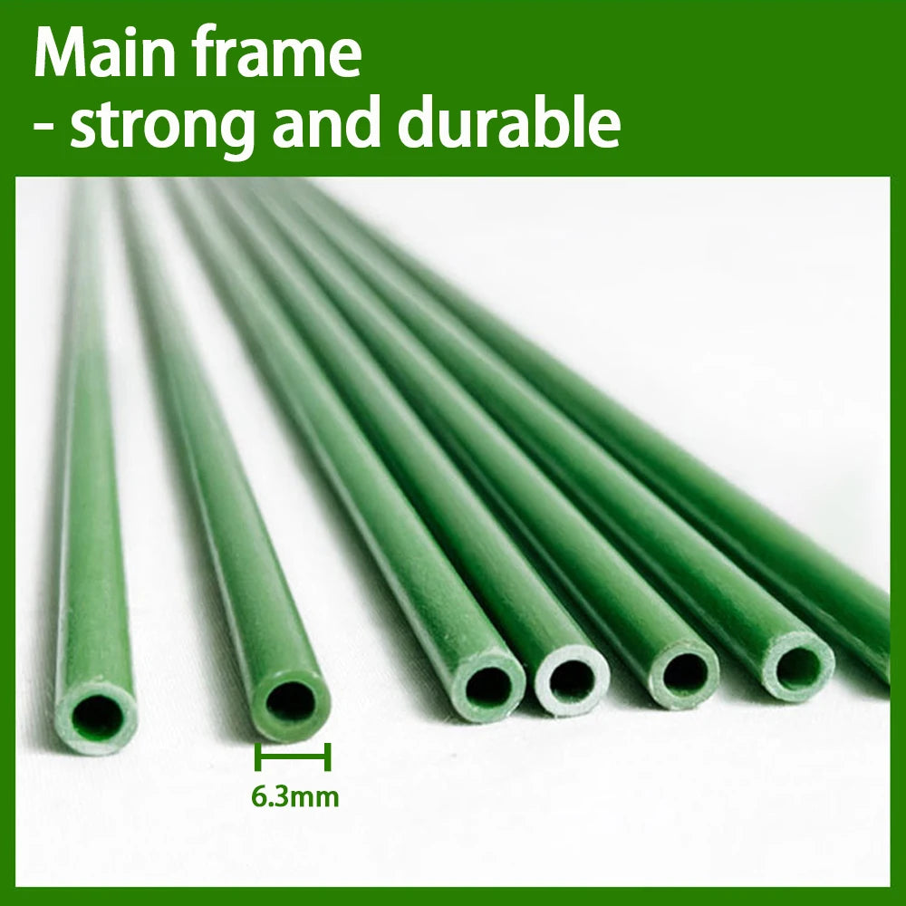 Green pipes with a measurement label on a white background